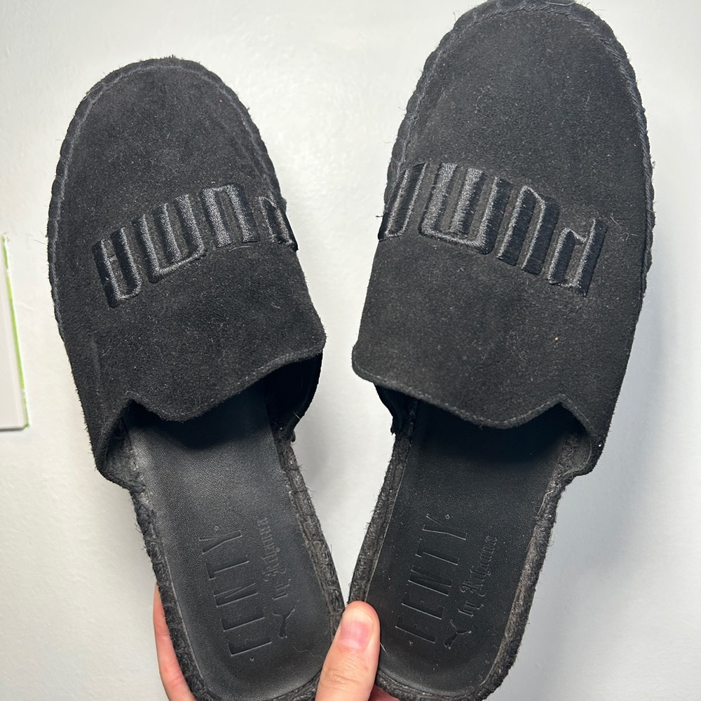 Puma Black Suede Slip-On Shoes